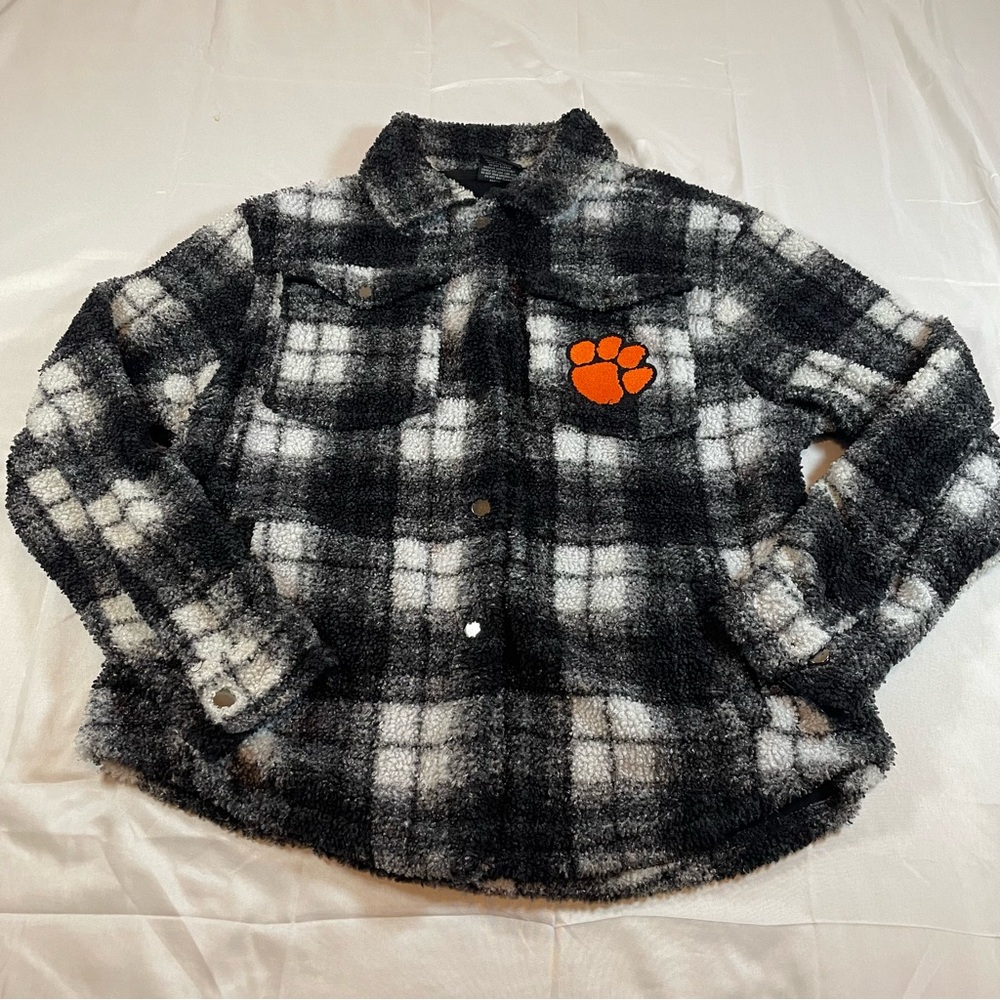 Colosseum Clemson Black and White‎ Plaid Shacket
